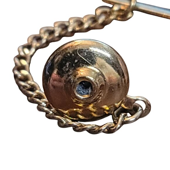 Vintage Swank Tie Tack Pin Chain & Bar Curved Rectangular with cut in design - Picture 5 of 6